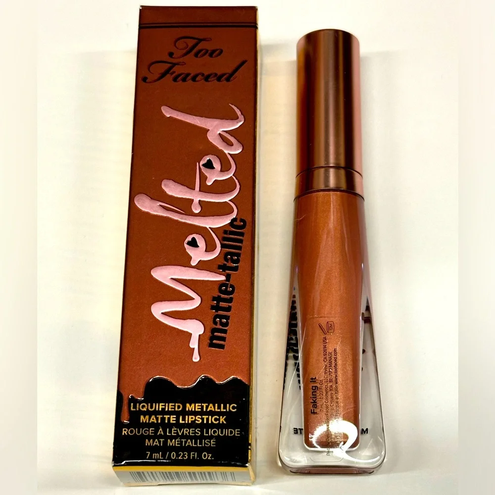 TOO FACED MELTED MATTE-TALLIC LIPSTICK - FAKING IT (BRAND NEW IN BOX, NEVER USED